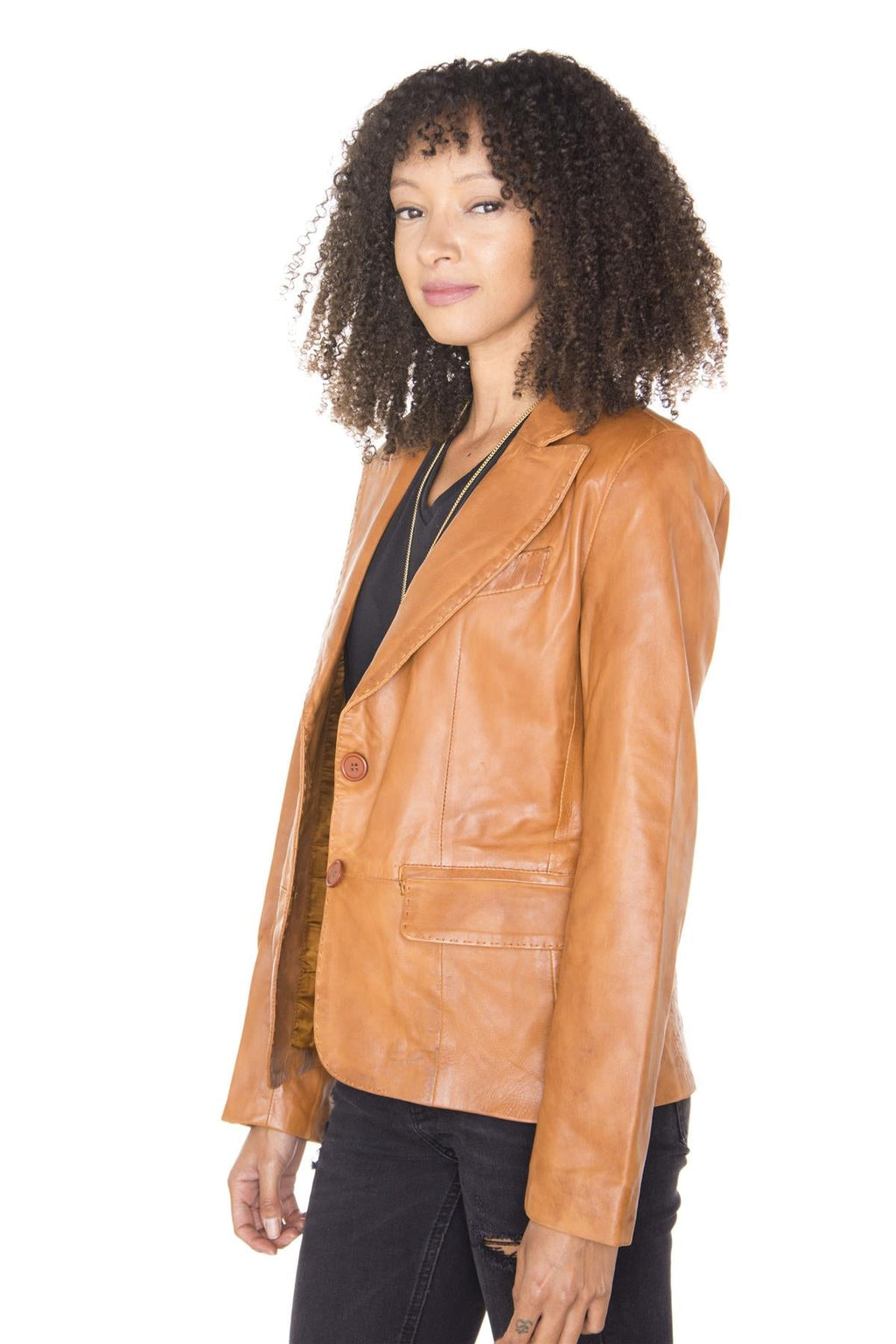Womens Leather Blazer Jacket-Seregno