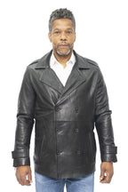 Mens Leather Peacoat-Amara