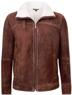 Mens Sheepskin Leather Harrington Bomber Jacket-Luanda