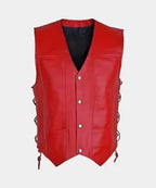 Men’s Biker Cowhide Red Leather Vest