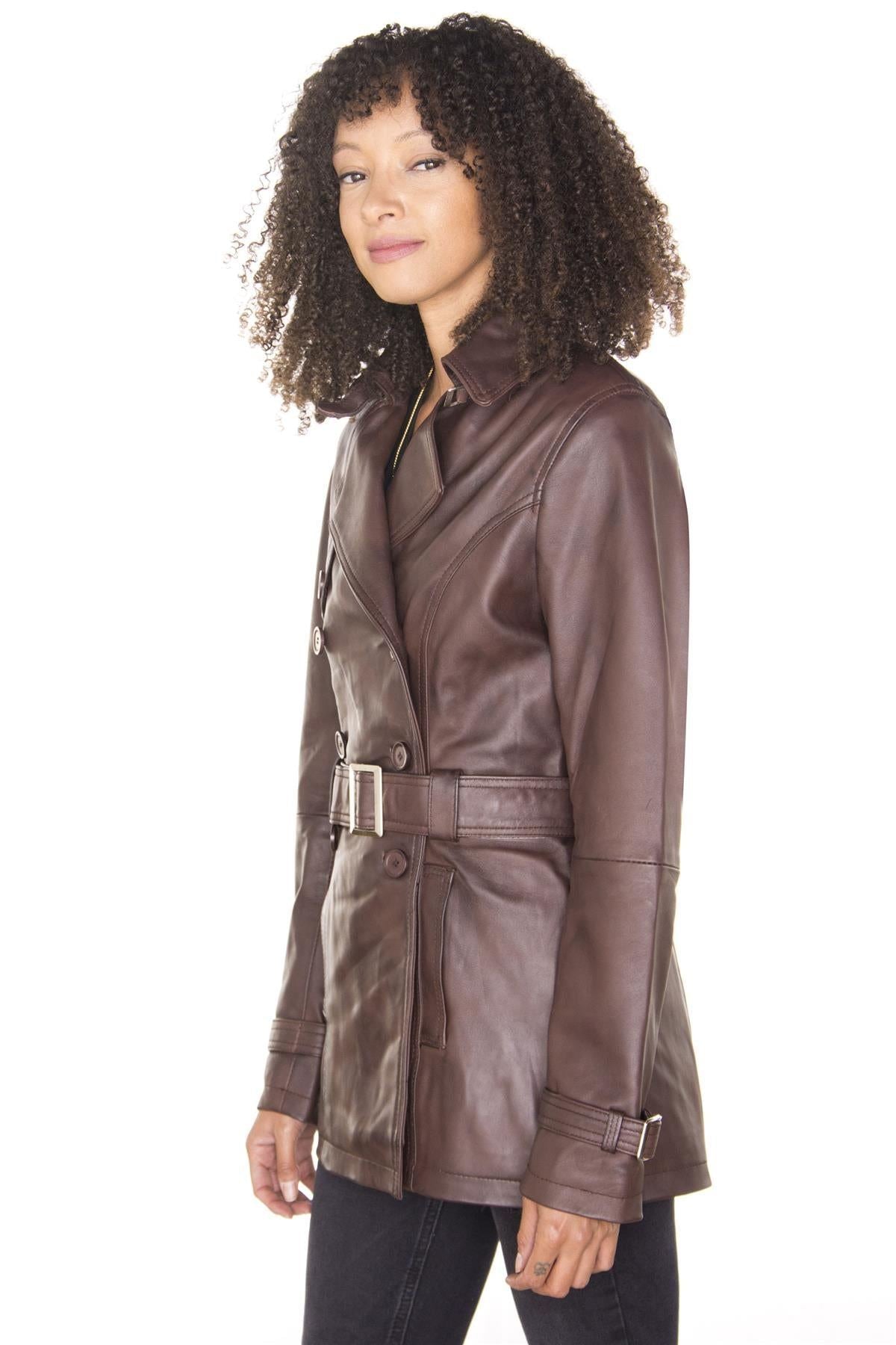 Womens Nappa Leather Trench Coat-Mosul