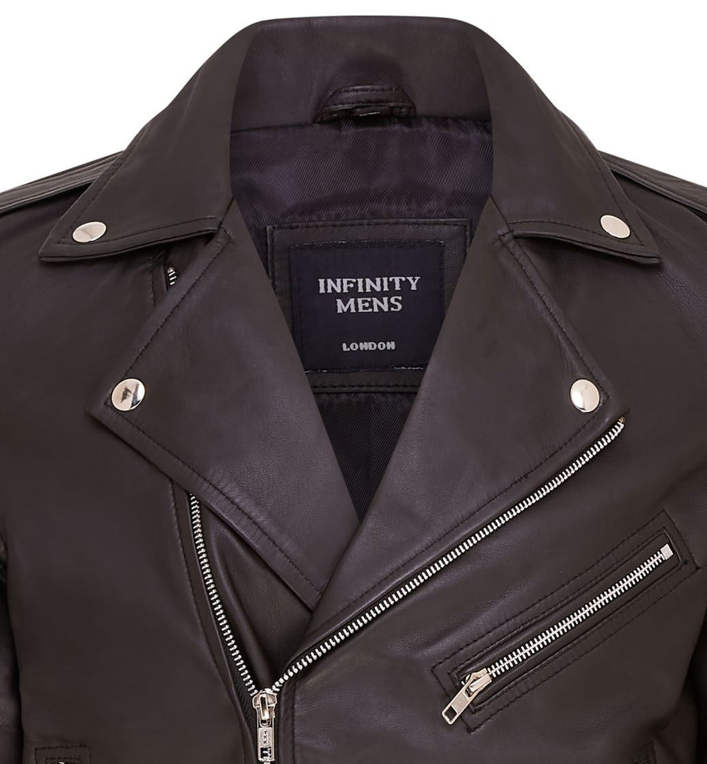Mens Classic Brando Leather Biker Jacket - Heinola