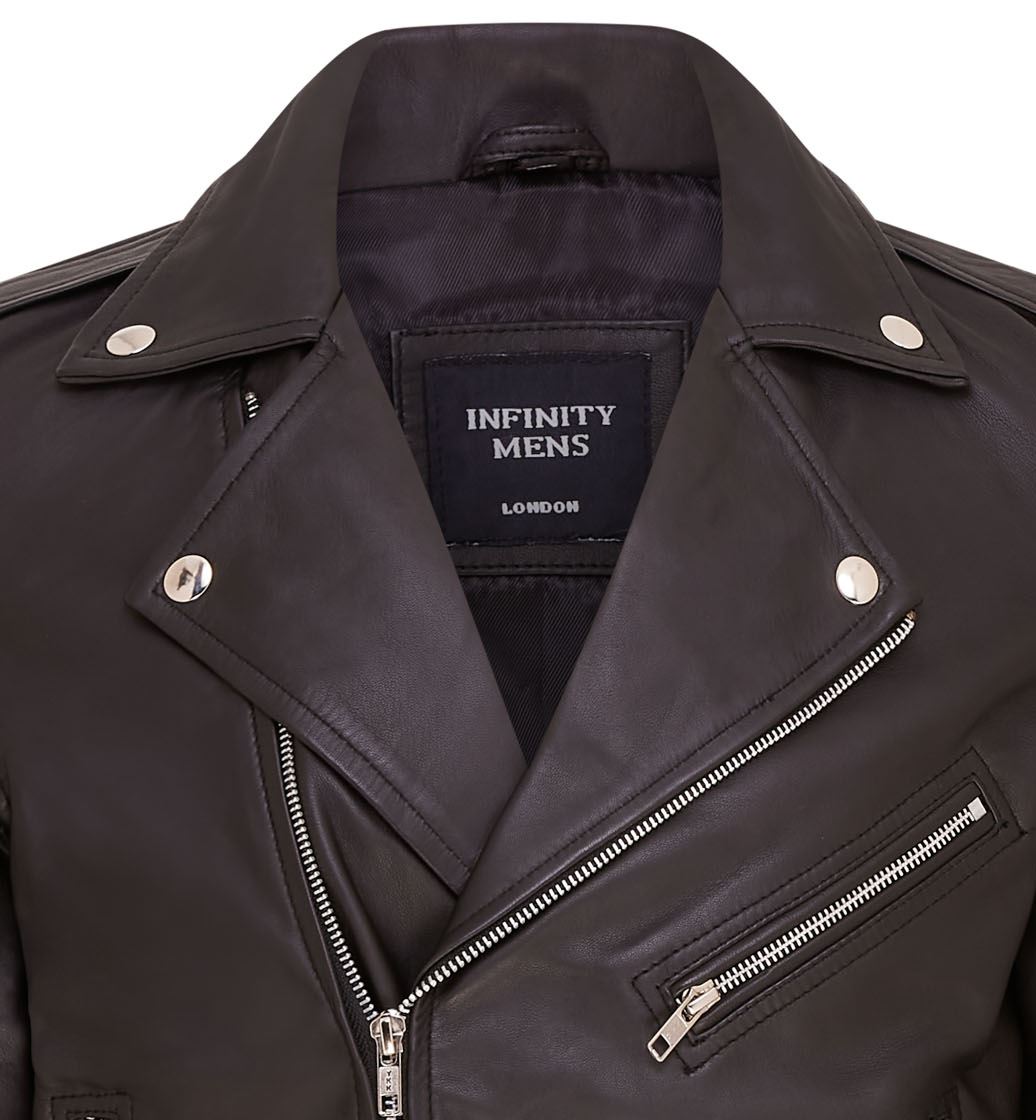 Mens Classic Brando Leather Biker Jacket - Heinola