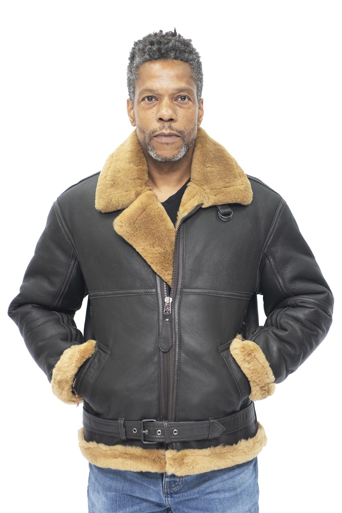 Mens RAF Sheepskin Leather Aviator Jacket-Colchester