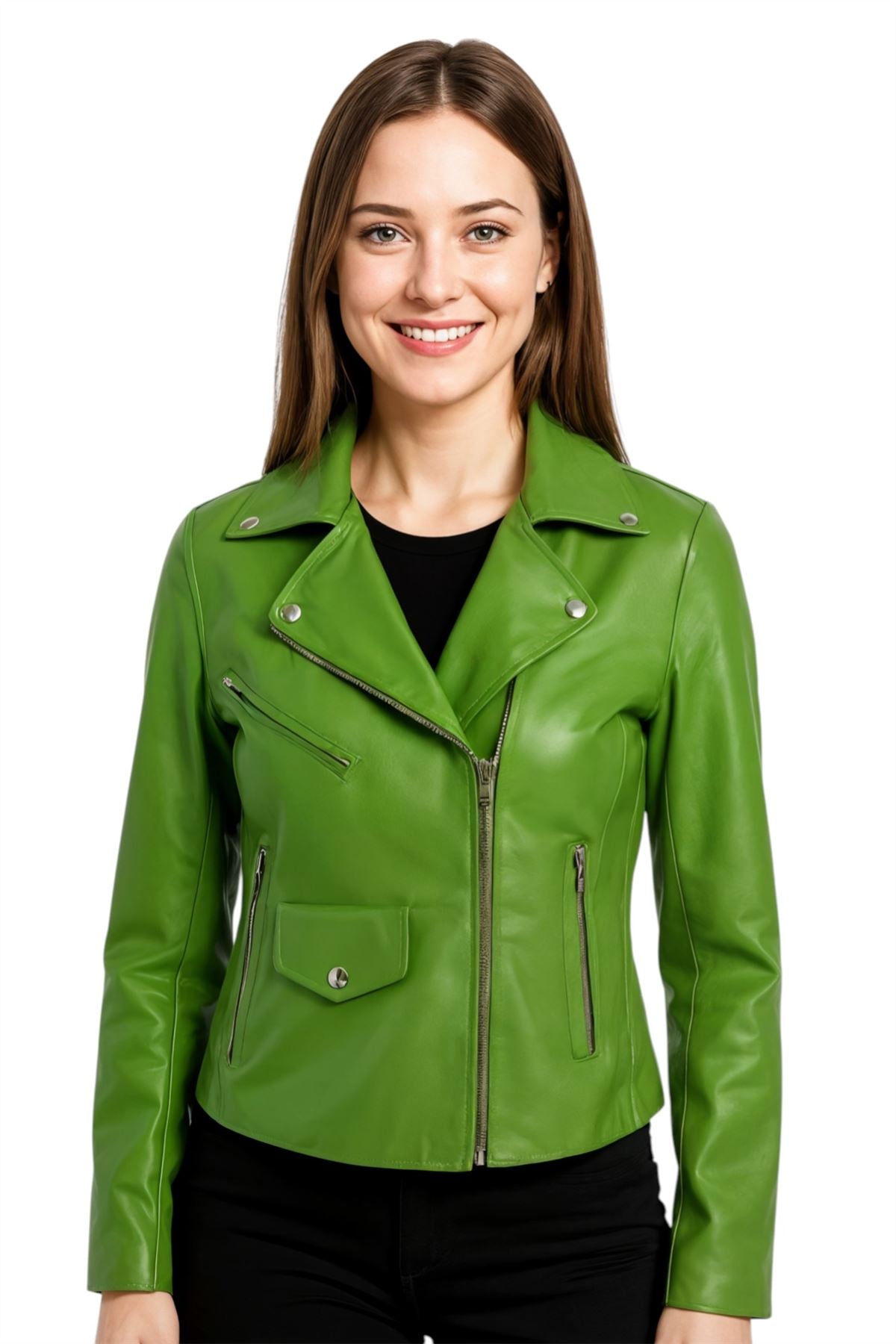 Women's Classic Brando Biker Leather Jacket - Broome