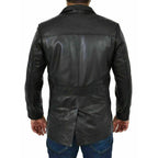 Mens Real Leather Safari Jacket Retro Blazer Coat Sylas Black
