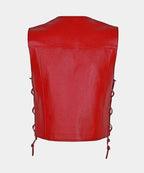 Men’s Biker Cowhide Red Leather Vest