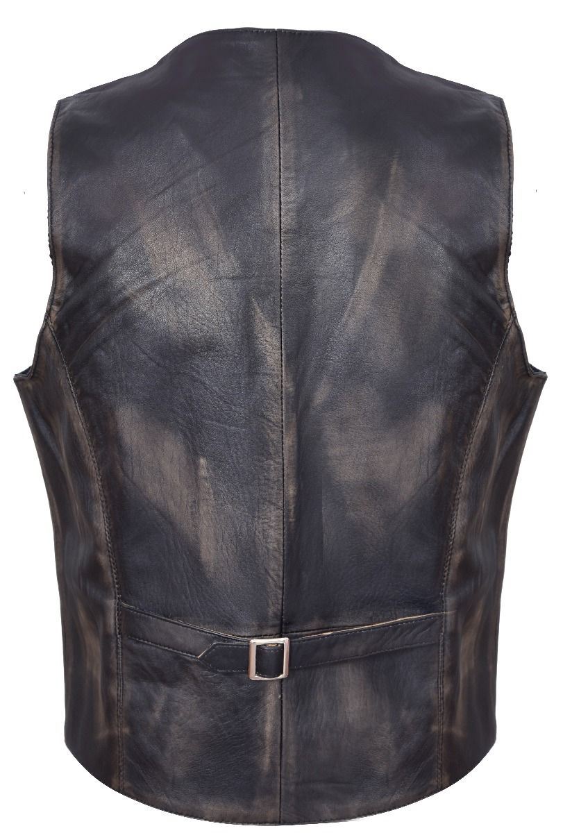 Mens Leather Waistcoat Formal Traditional Gilet Vest