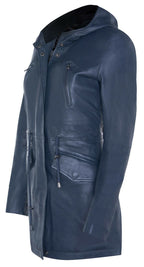 Womens Leather Hooded Parka Jacket-Bucharest