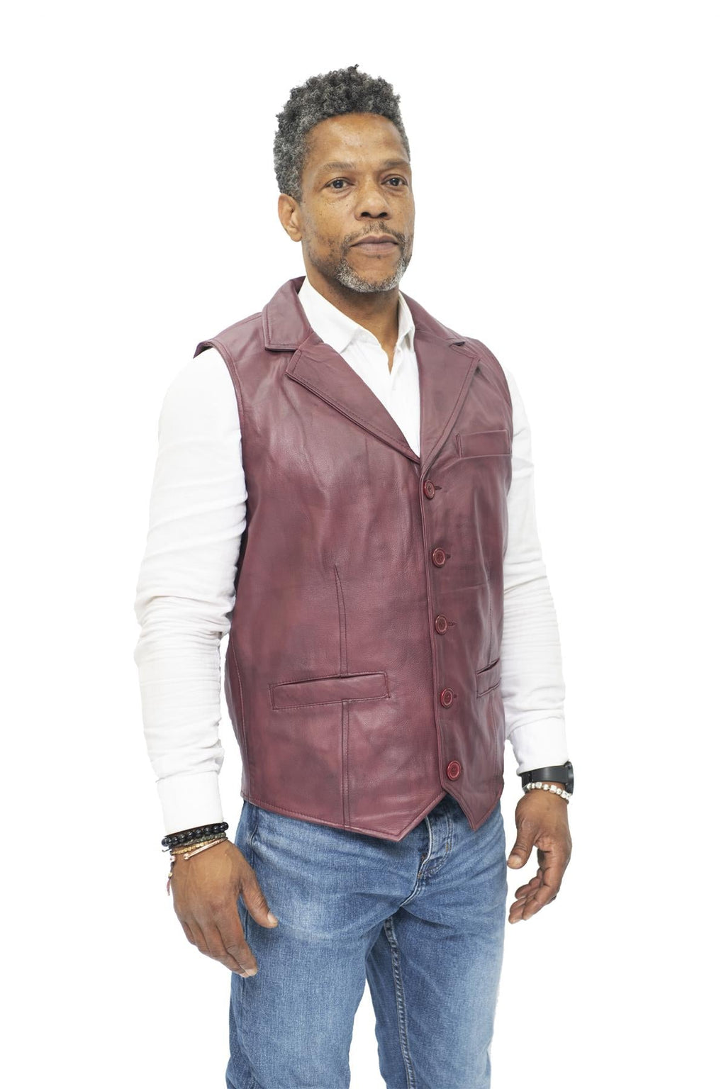 Mens Smart Classic Leather Waistcoat-Bristol
