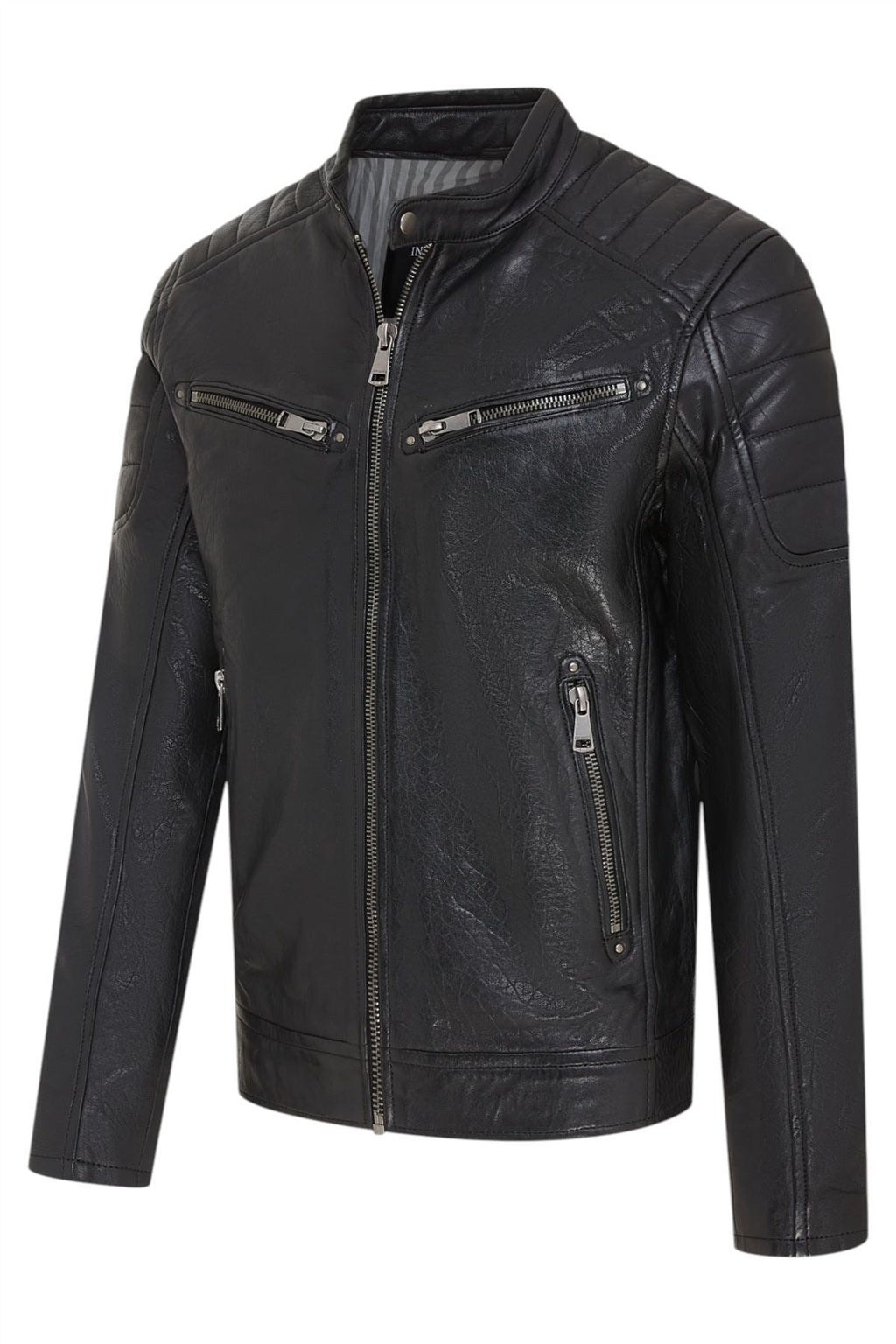 Men's Modern Classic Leather Quilted Biker Jacket - Derry