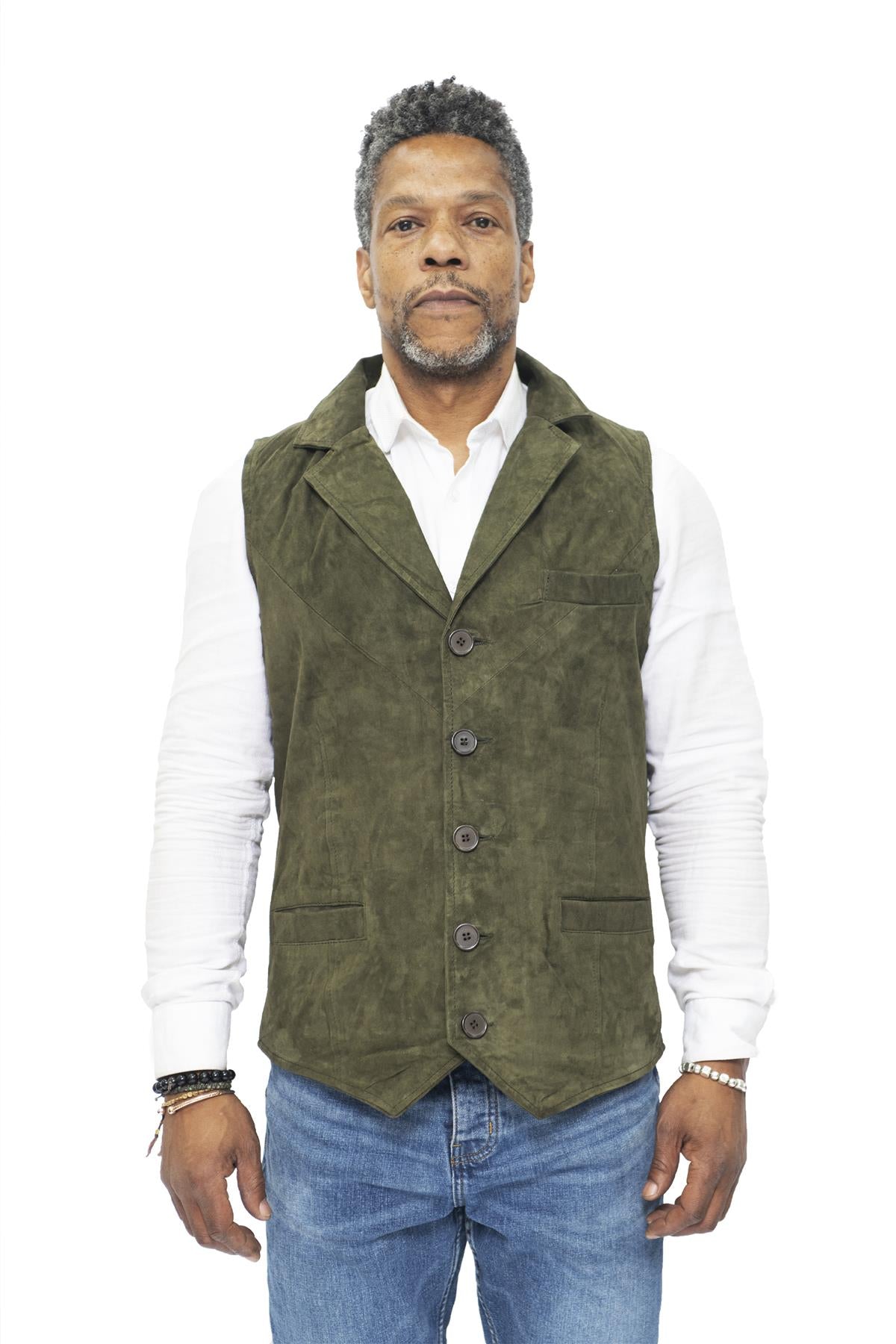 Mens Classic Smooth Goat Suede Leather Waistcoat-Exeter