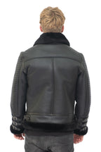 Mens Retro Sheepskin Bomber Jacket-Asheville