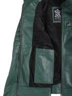 Austin Women Cafe Racer Style Green Leather Jacket