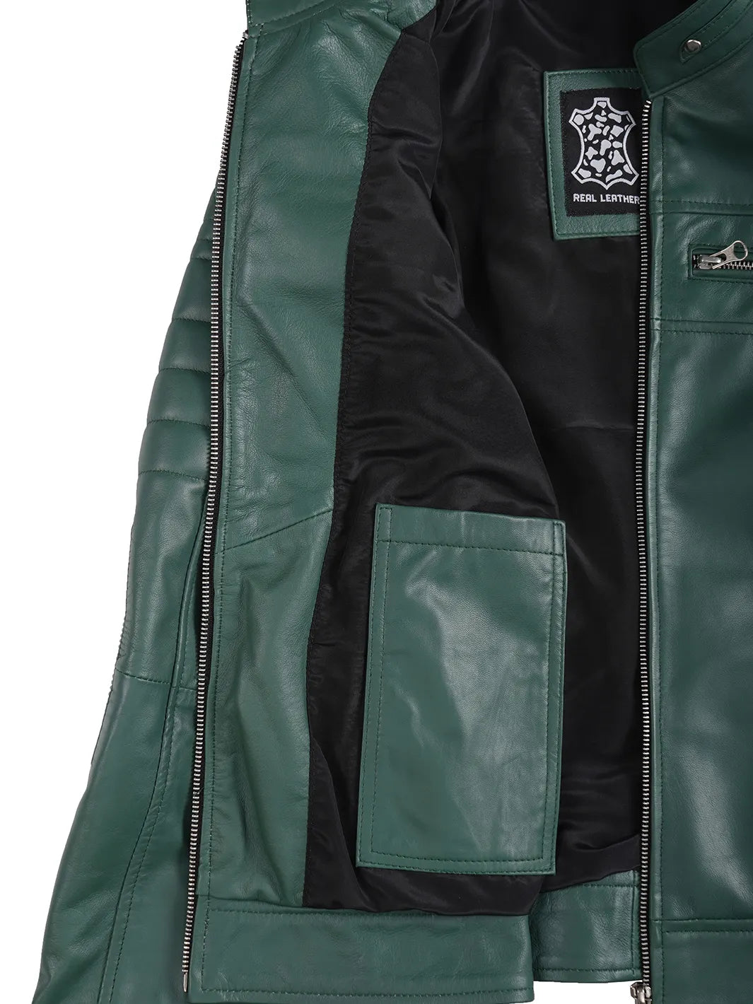 Austin Women Cafe Racer Style Green Leather Jacket
