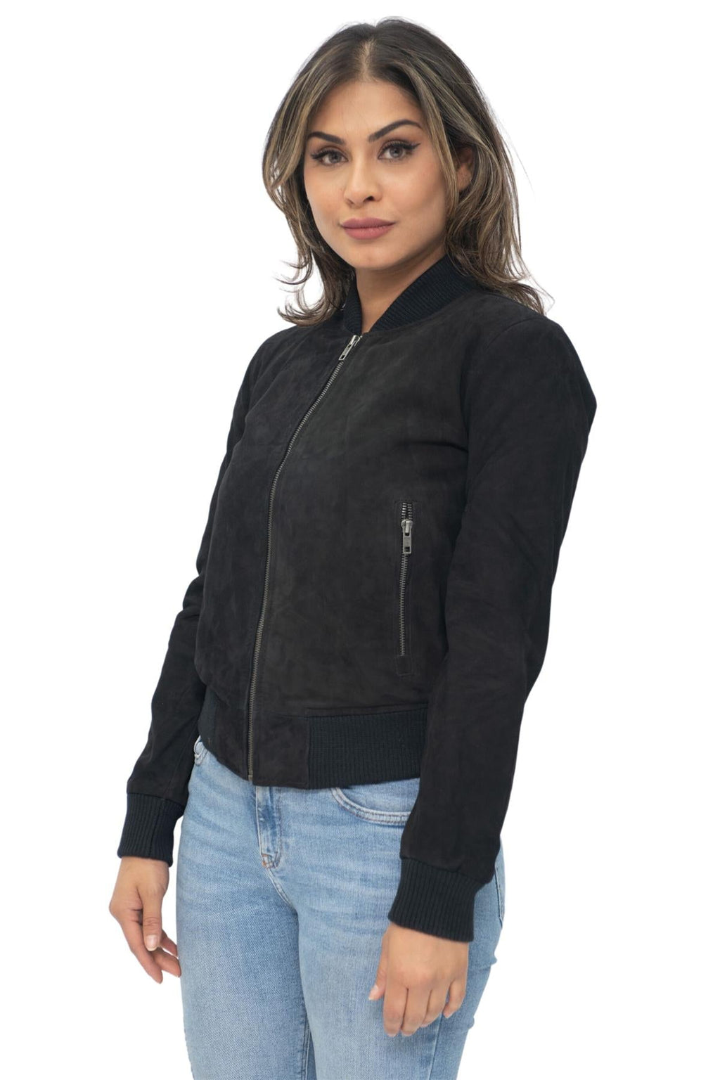 Womens MA-1 Suede Bomber Jacket-Arnhem