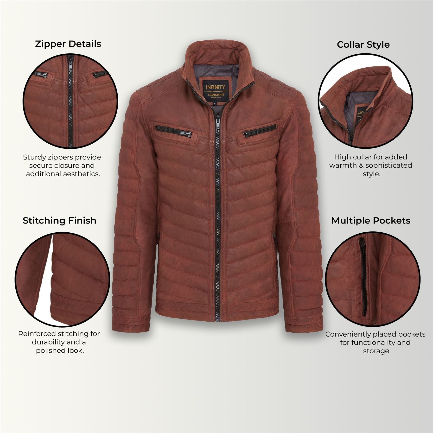 Mens Quilted Puffer Leather Bomber Jacket - Torpoint