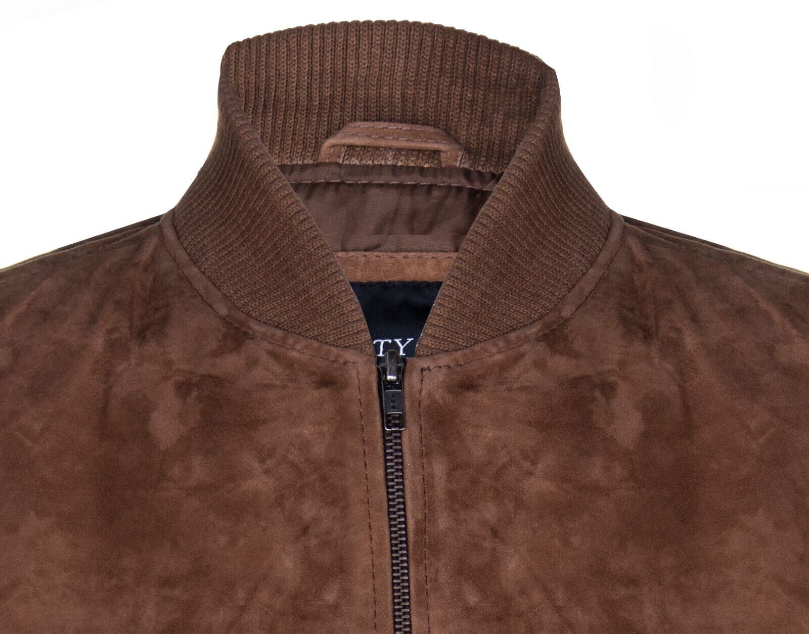 Mens Suede Leather MA-1 Varsity Bomber Jacket