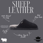 Men's Genuine Sheepskin Black Suede Mule Winter Warm Non-Slip - Highland