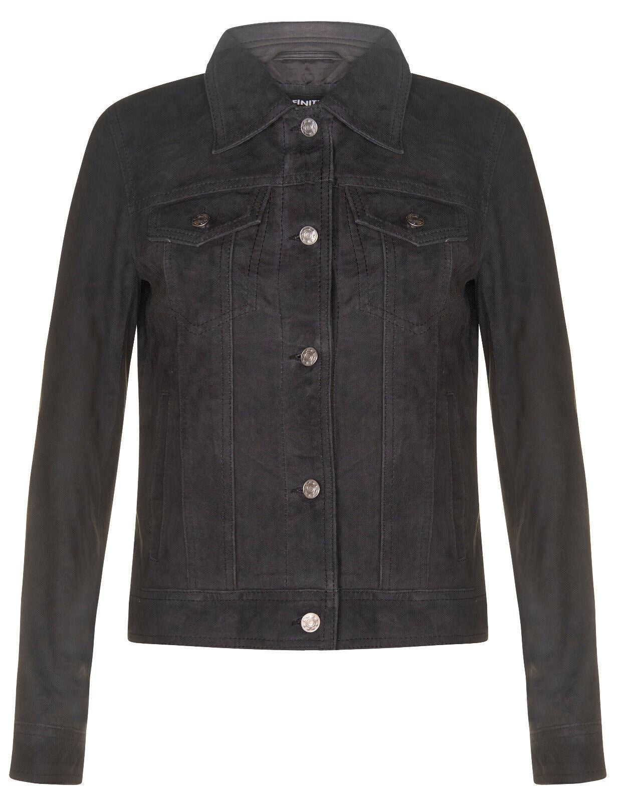 Womens Goat Suede Trucker Jeans Jacket-Astoria