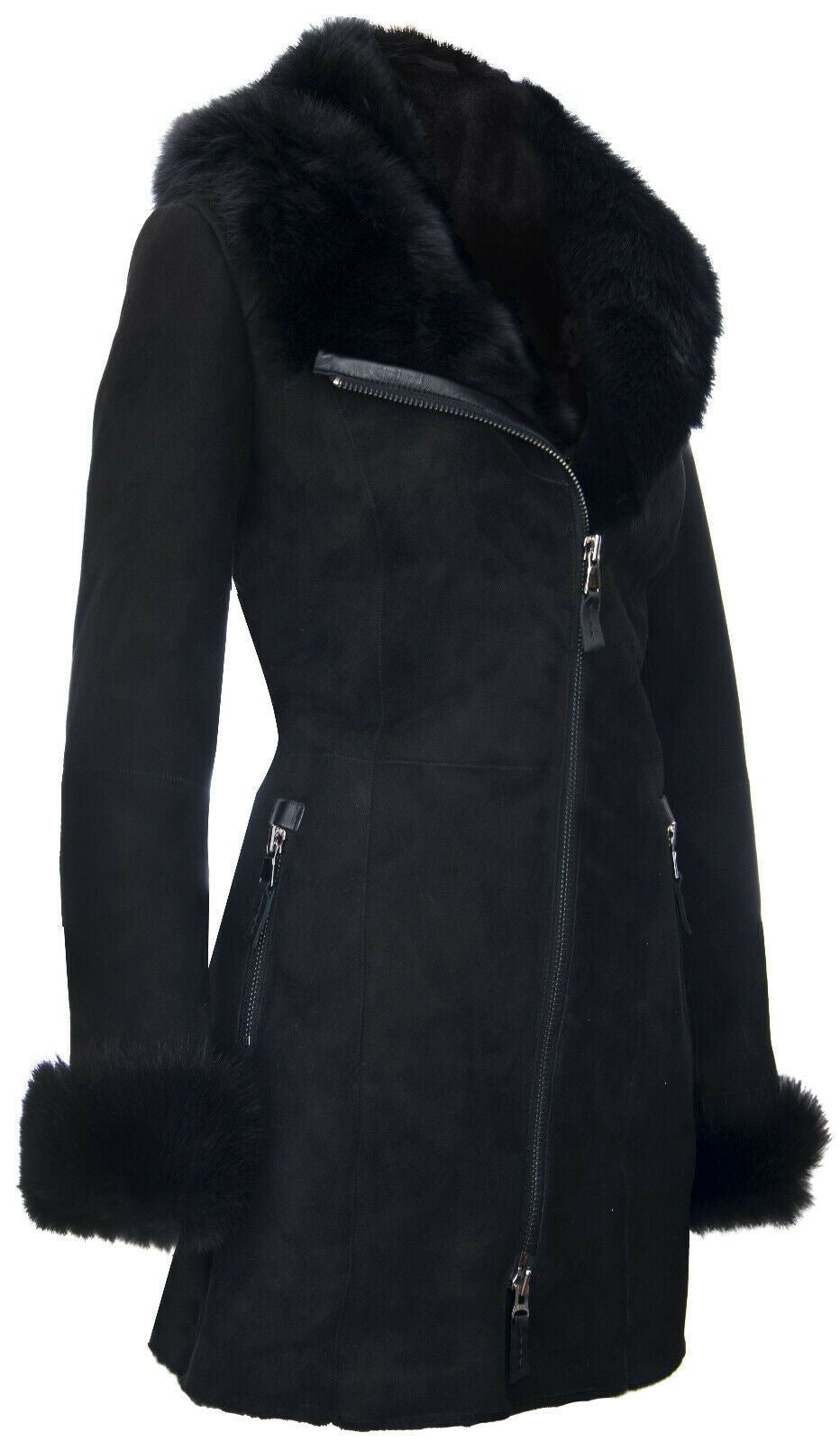 Ladies Suede Merino Sheepskin Coat-Samara