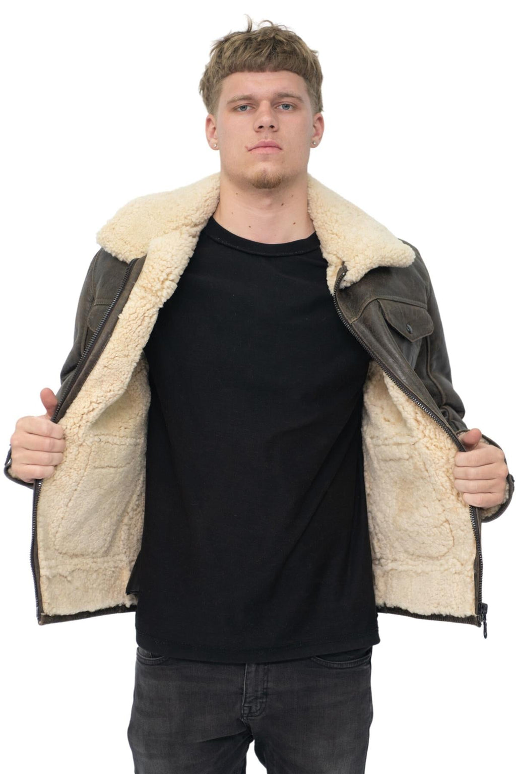 Mens Sheepskin Classic Safari Jacket-Arezzo