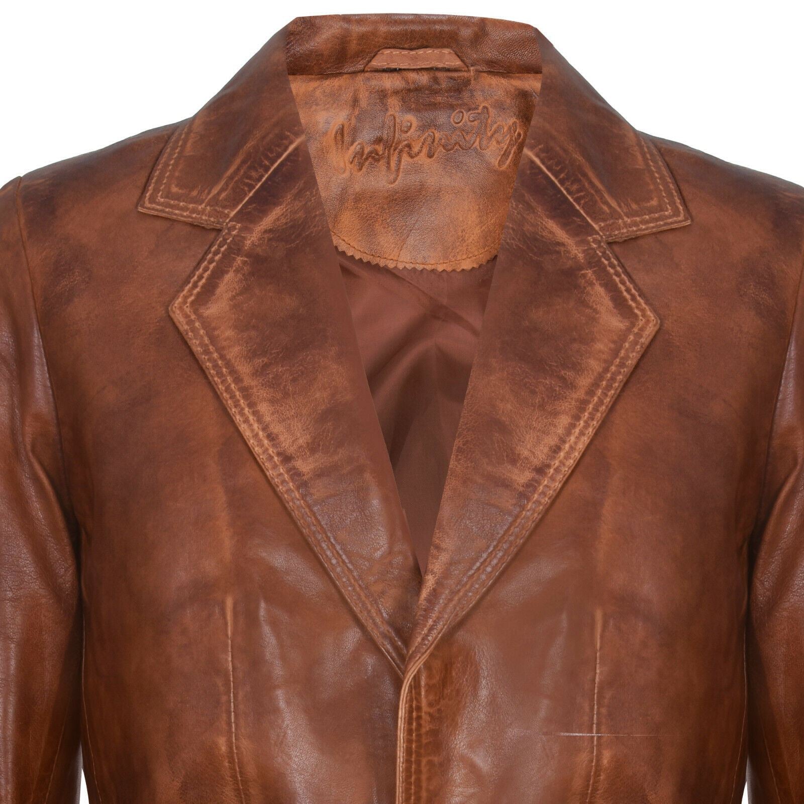Mens Tan Leather Blazer Jacket-Santiago