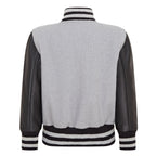 Kids Wool Varsity Bomber Jacket with Real Leather Sleeves 3-13 yrs