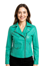 Women's Classic Brando Biker Leather Jacket - Broome