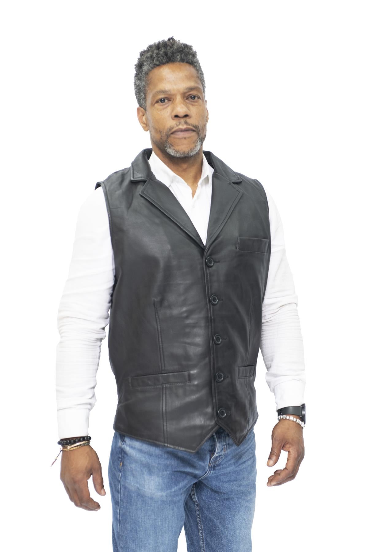 Mens Smart Classic Leather Waistcoat-Bristol