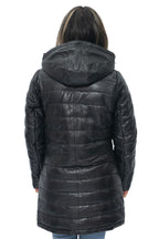 Womens Leather Puffer Parka Jacket-Andria