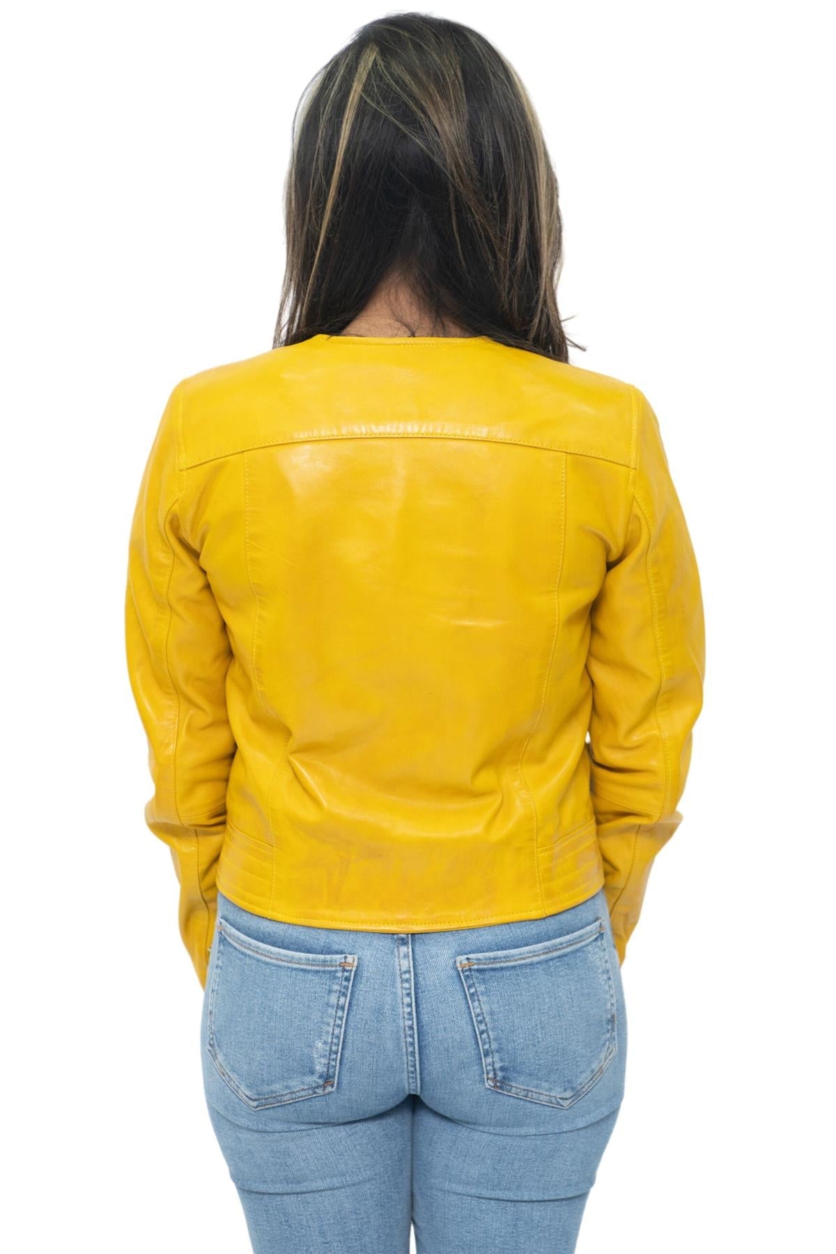 Womens Collarless Biker Jacket-Padova