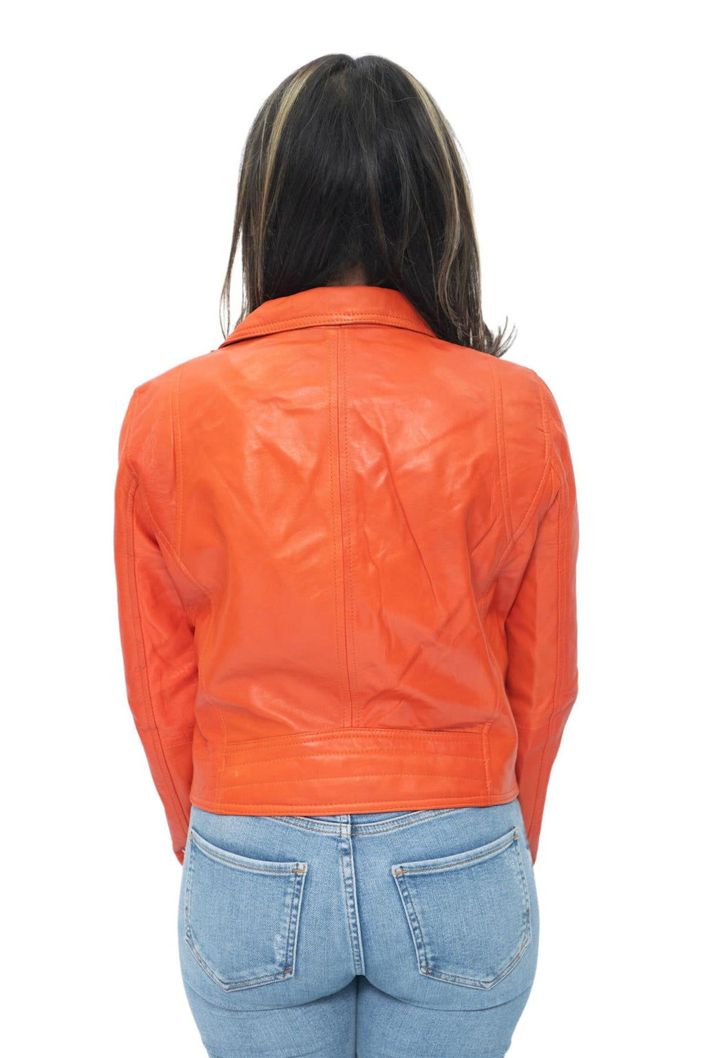 Womens Leather Classic Biker Brando Jacket-Baku