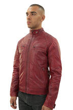 Men's Vintage Leather Quilted Biker Jacket-Monaco