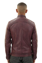 Men's Vintage Leather Quilted Biker Jacket-Monaco
