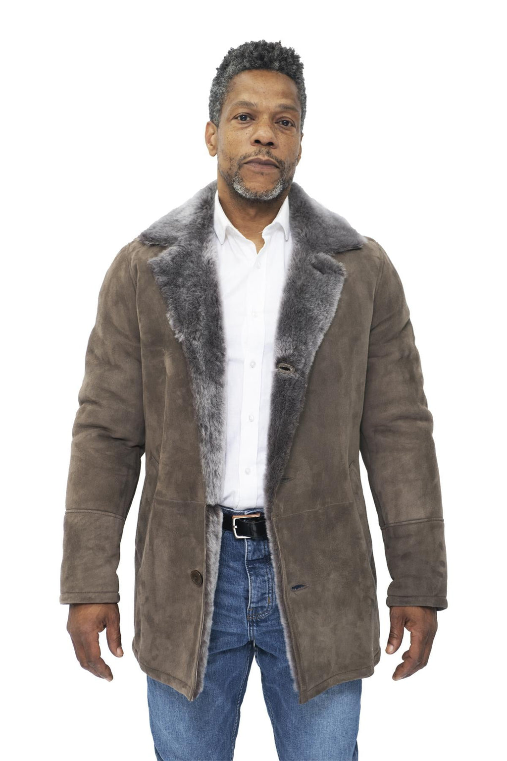Mens Sheepskin Classic Car Coat-Avondale
