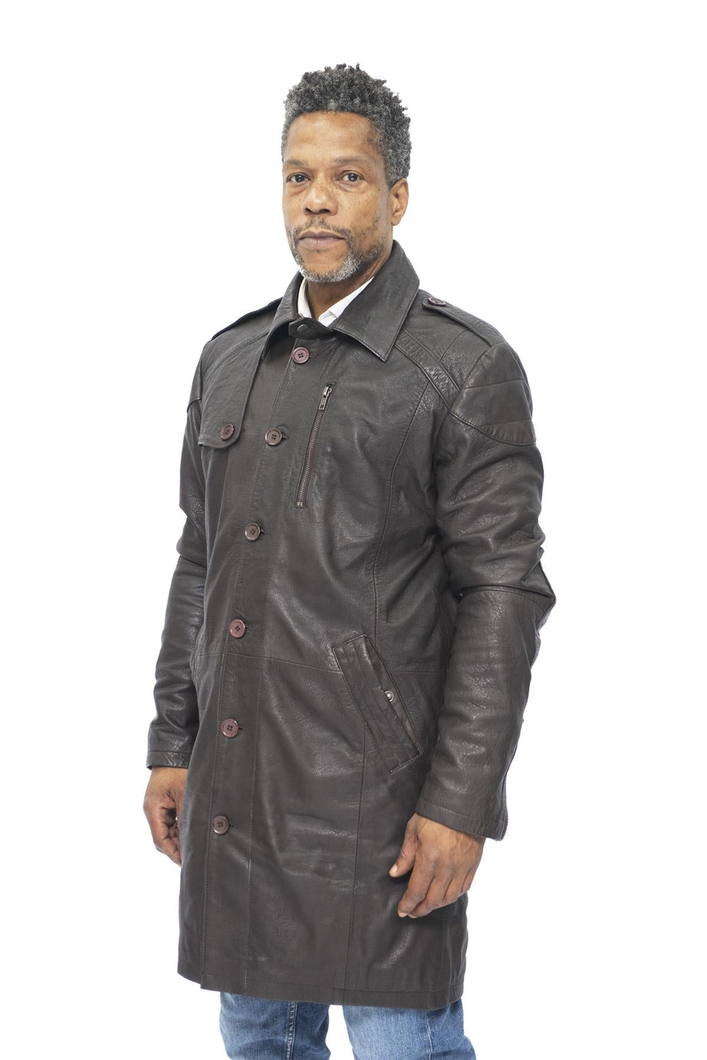 Mens Leather Trench Coat-Hamburg