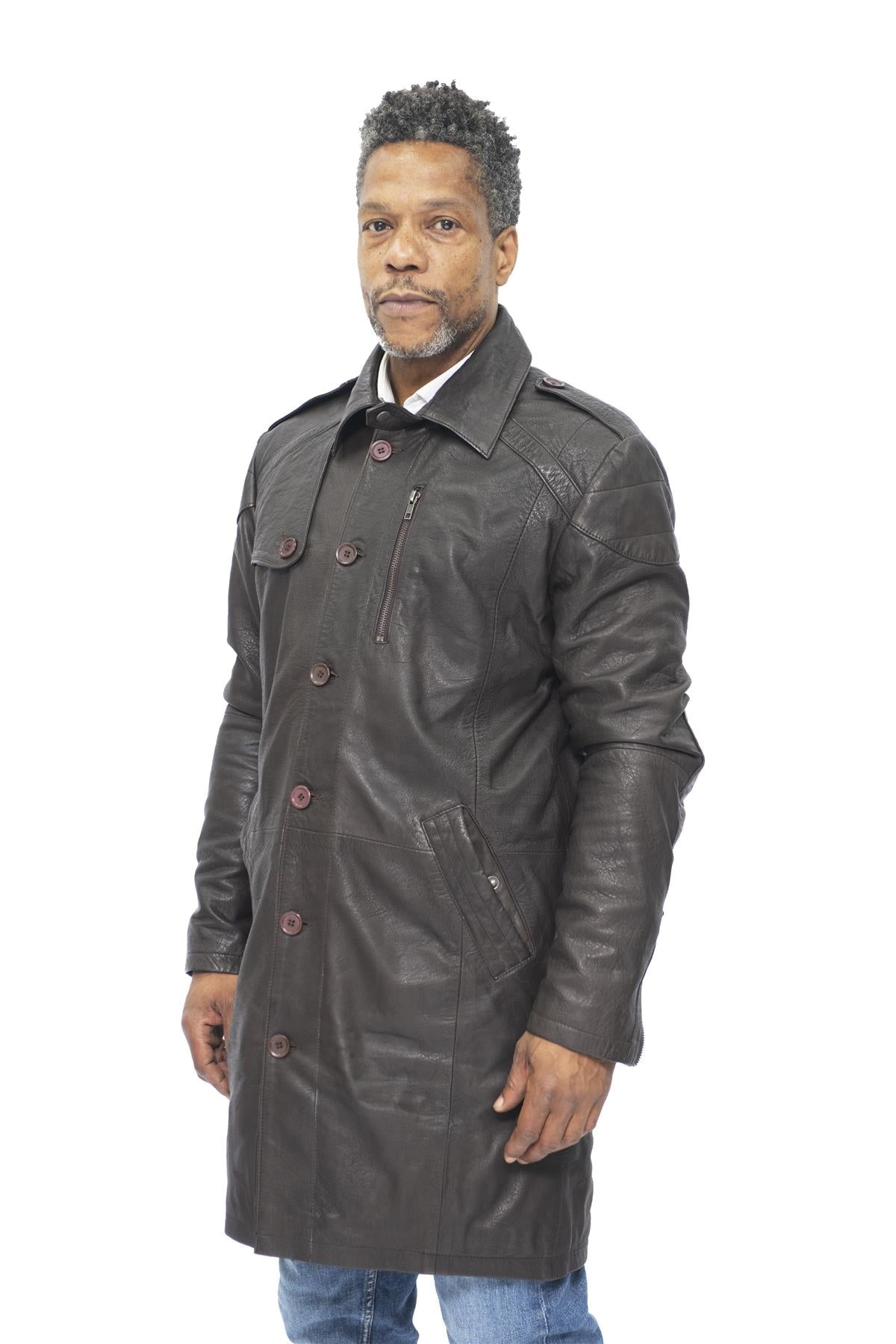 Mens Leather Trench Coat-Hamburg