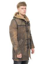 Mens Antique Sheepskin Duffle Coat-Arona
