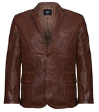 Mens Jacket Leather Blazer Soft Italian Fitted Vintage Coat