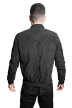 Mens Retro Goat Suede Varsity Leather Bomber Jacket-Athens