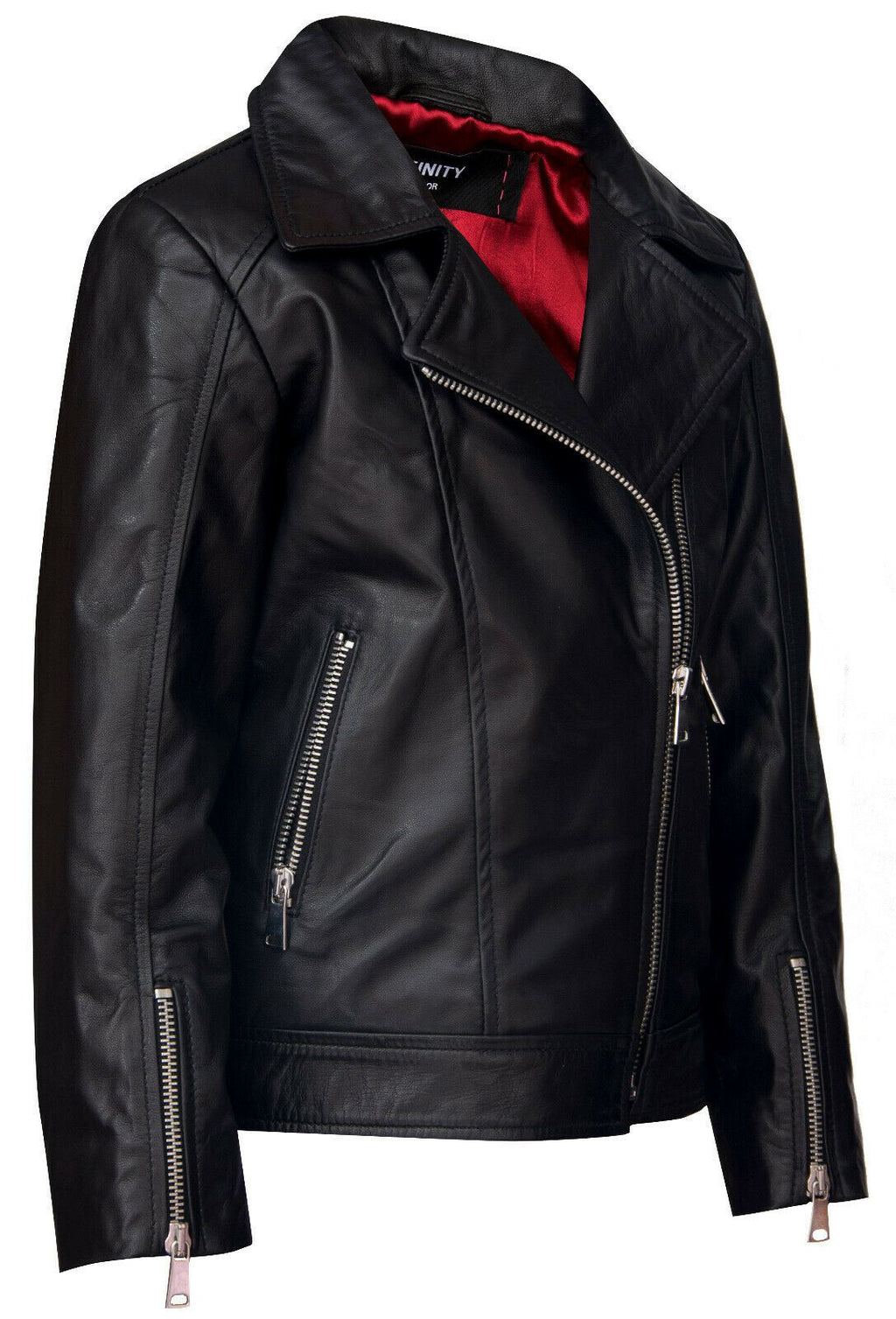 Kids Jackets Designer's Girls 100% Leather Jacket Zip Up Biker Coats (1-13Years)