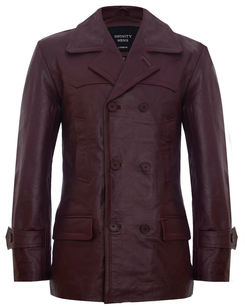 Mens Cowhide Leather Peacoat-Krakaw