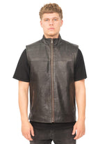 Mens Reversible Black and Brown Leather Gilet-Preston