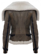 Womens Merino Sheepskin Aviator Leather Jacket-Asmara