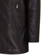 Mens Mid-Length Warm Leather Trench Coat - Varkaus