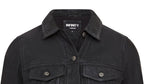 Womens Black Leather Trucker Jeans Jacket-  Doha