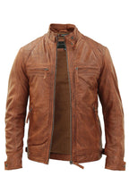 Men's Vintage Leather Quilted Biker Jacket-Monaco