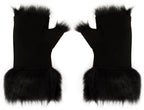 Womens Shearling  Mittens Fingerless Cuffs Toscana Suede Sheepskin Fur