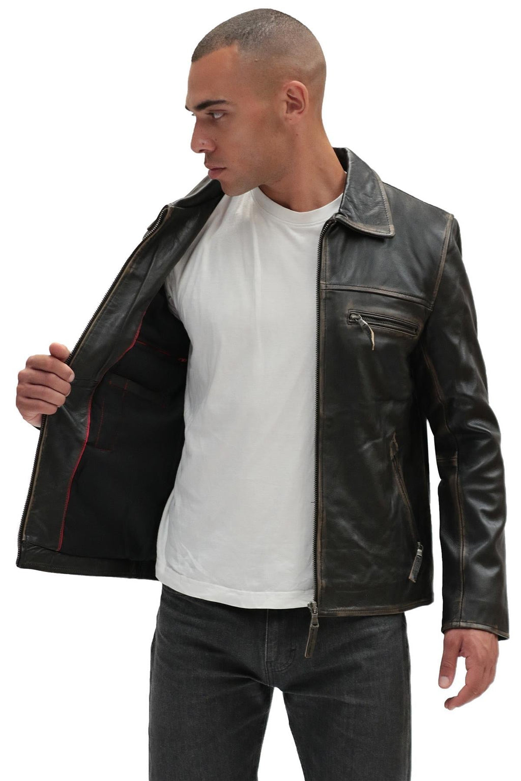 Men's Harrington Cow Hide Leather Jacket-Lima